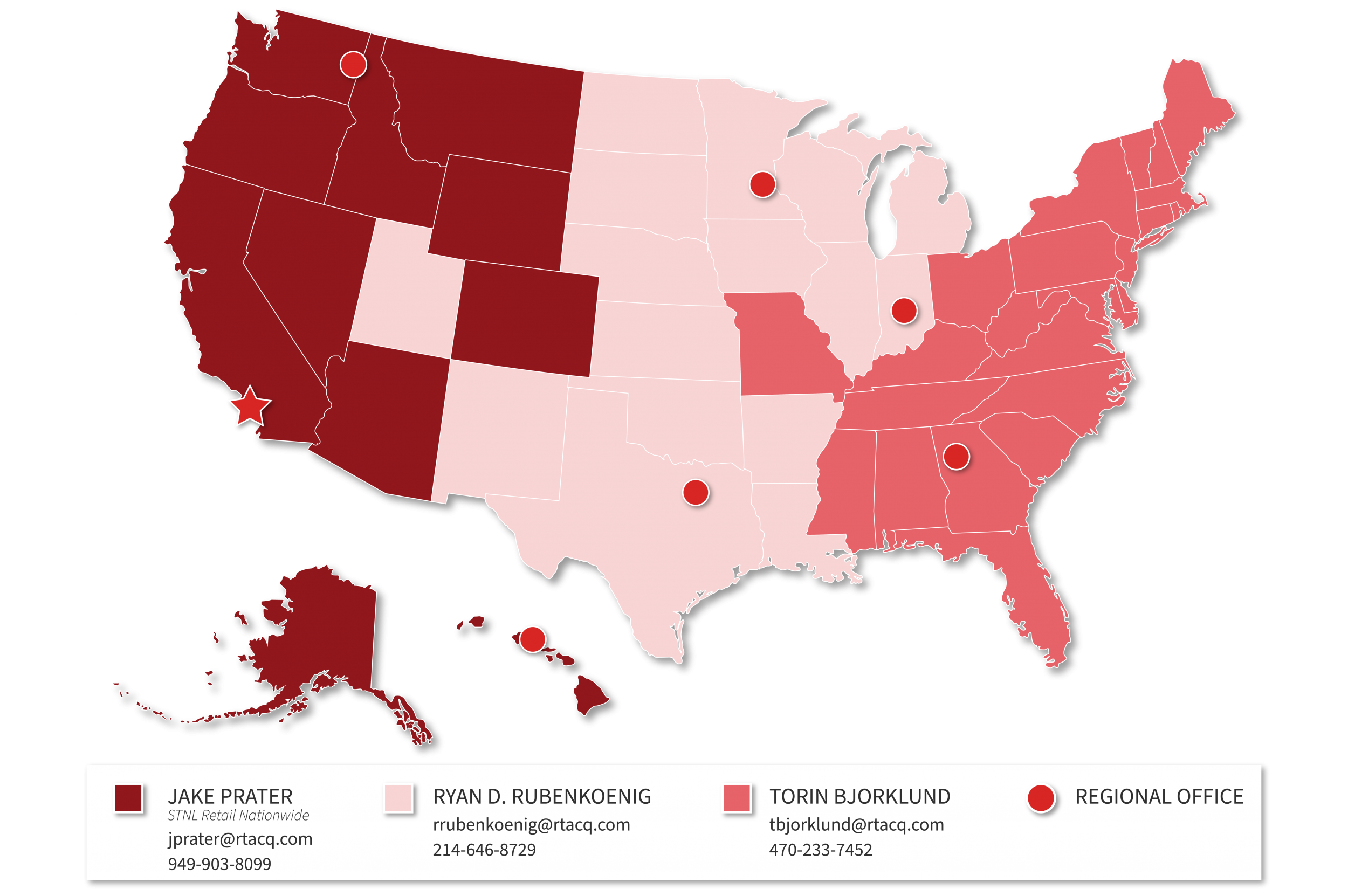 Map of Red Tail regional offices